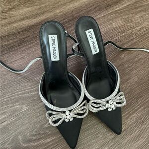 Steve Madden Black Stiletto Heels with Bow Accent